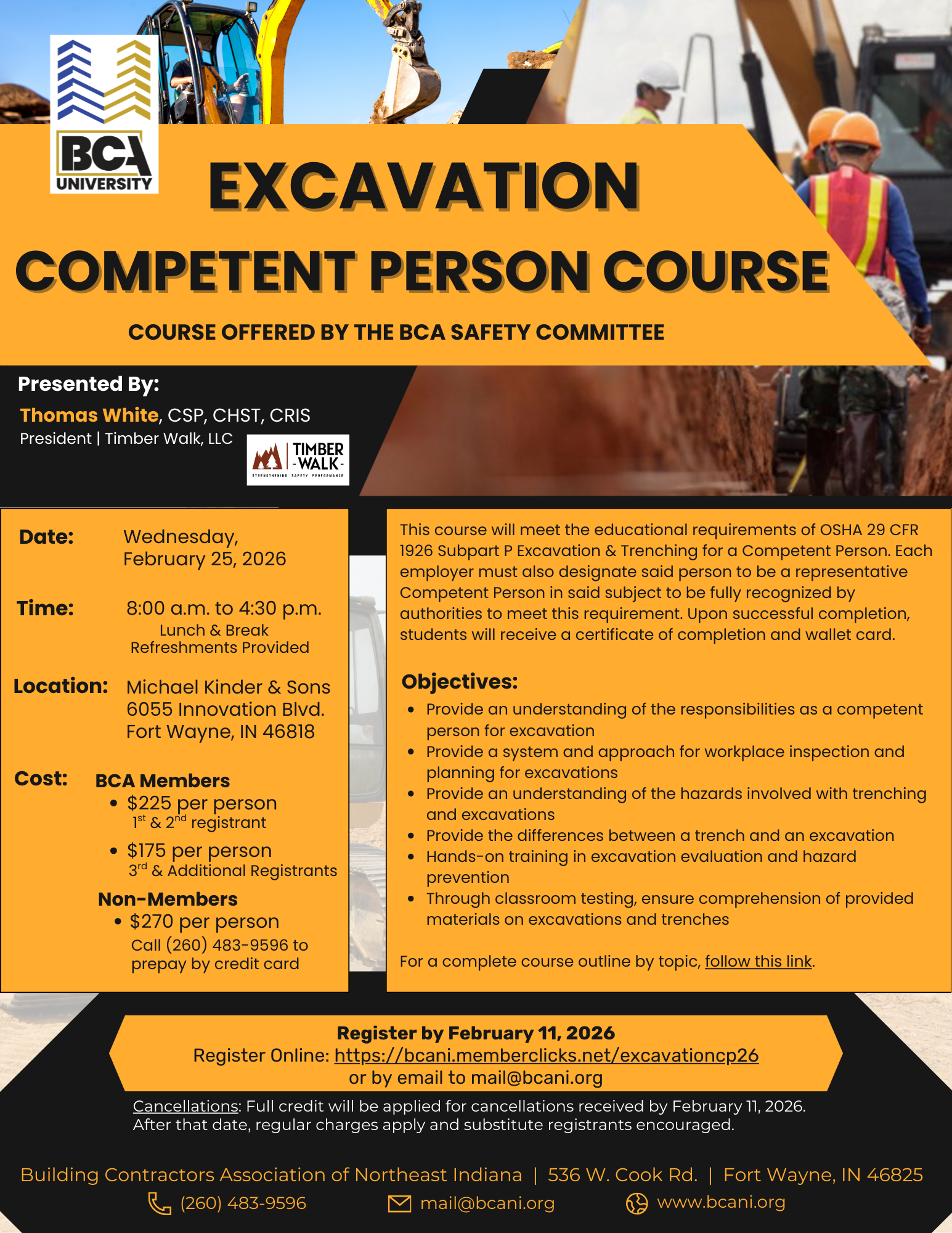 Excavation Competent Person Course 2-25-26